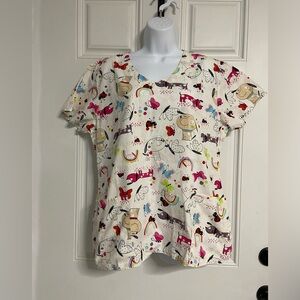 ZOE+CHLOE White Printed Scrub Top